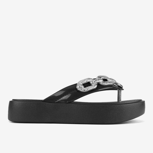 Sandalia Flip Flop Negro/Plateado 2GZH54