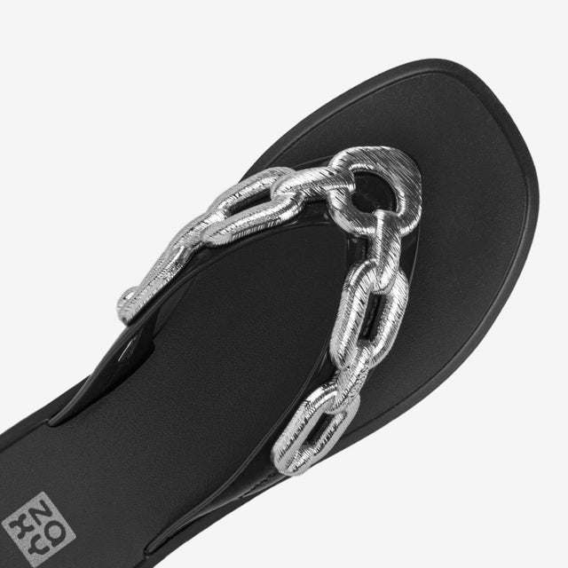 Sandalia Flip Flop Negro/Plateado 2GZH54