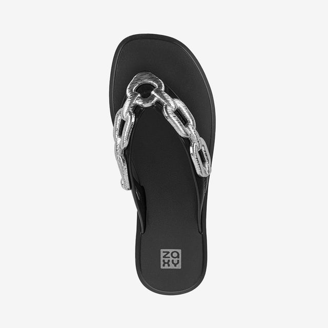 Sandalia Flip Flop Negro/Plateado 2GZH54