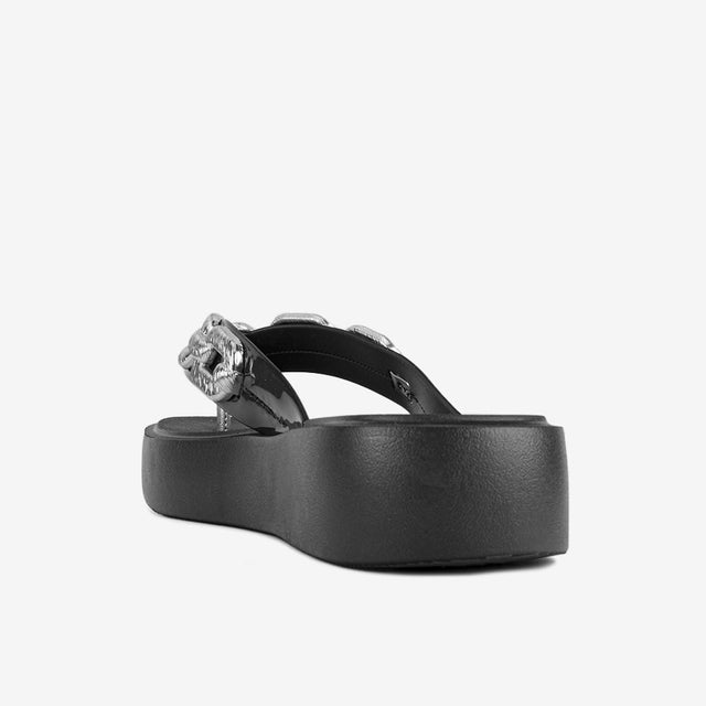 Sandalia Flip Flop Negro/Plateado 2GZH54