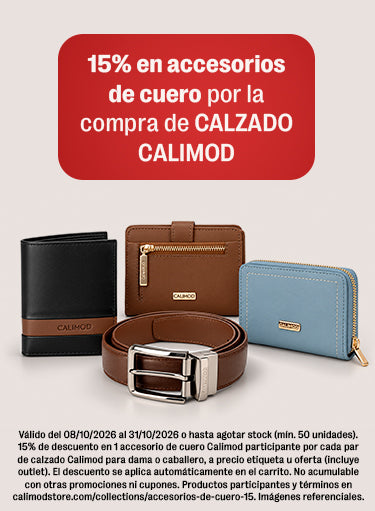15% en accesorios de cuero por la compra de calzado Calimod