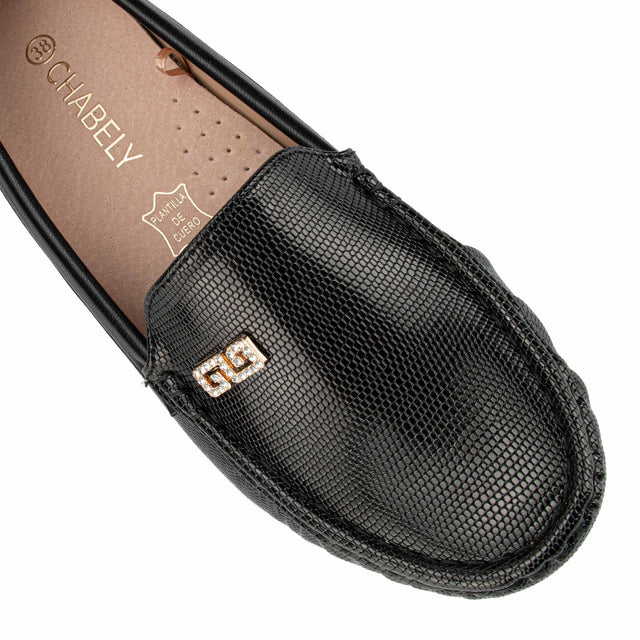 mocasin negro mujer